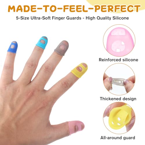 Sibba 20 Stück Finger Tip Pads Gummi Fingerhut, 5 Größen Fingerlinge Fingerhüte für Handnähen Geld Zählen Sortieren Schreiben Sortieren Aufgabe Heißkleber Sportspiele Dicker und Gitarrespielen