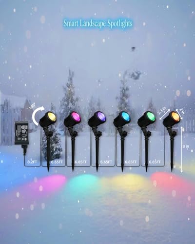 LightSeek New Year Spotlight Outdoor, Color Changing LED Landscape Lights with APP & Remote Control, Waterproof Spotlights for for Yard Garden Path House Christmas Decoration Outside Tree, 6 in 1 — view 5