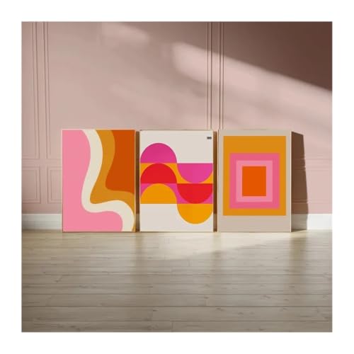 Arte de la pared chic con lienzo de moda urbana naranja para dormitorios actuales 3