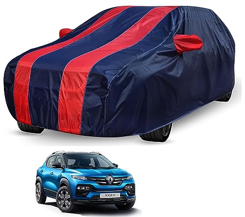 Image of Auto Hub Car Cover Compatible with Renault Kiger with Mirror Pocket,Triple Stitched, Weather Proof, Kiger Car Cover- Navy-Red