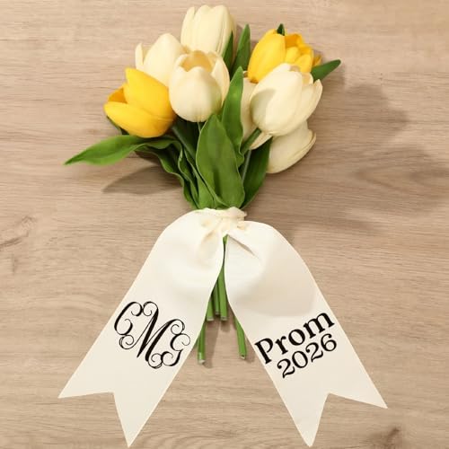 Hahafelt Bouquet Sash with Custom Name Prom Bouquet Ribbon Kit with DIY Iron-on Letters Personalized Ribbon for Year Senior Night Weddings Recitals Holidays & Keepsake