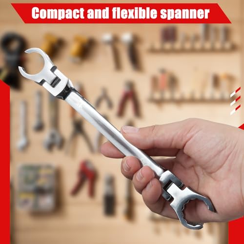 Image of Flex Head Flare Nut Wrench 15 * 17mm Metric Double Flexible Flare Nut Line Wrench Flex Tools 40Cr for Automotive Repairs Plumbing Repairs