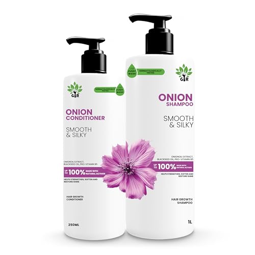 Image of GIR Red Onion Anti Hair Fall Spa Range Hair Care Set: For Smooth and Silky Hair l Onion Shampoo 1L + Onion Conditioner 250 ml