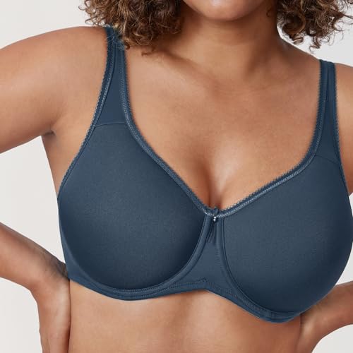 Image of DELIMIRA Women's Seamless Tshirt Bras Plus Size Full Coverage Underwire Lightly Lined Bra Up to F