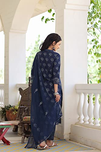 Image of Vaamsi Women's Pure Cotton Floral Printed Straight Kurta Set with Dupatta | kurta sets for woman