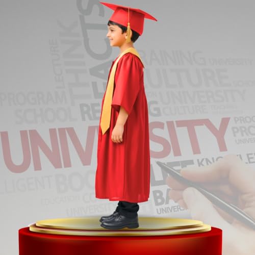 Image of Sarvda Graduation Gown for kids with Cap and Sash, Convocation Dress for Boys and GirlsSchool Ceremony, Fancy Dress