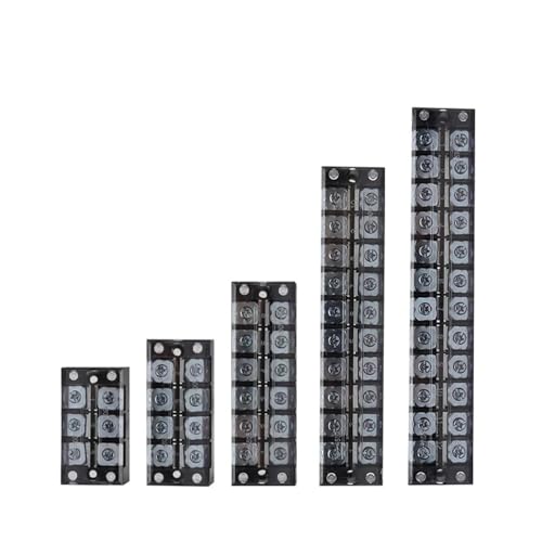 DIN Rail Terminal Block 600V TB 15A 25A 45A 3/4/5/6/8/10/12 Way Copper Bar Wire Connector Cross Screw Double Row Fixed Terminal(3 Way,25A)