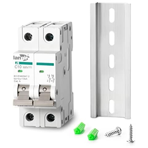 LANGIR DC Circuit Breaker 2 Poles 10A 500V for Solar Energy System and Other DC System DIN Rail Installation, Solar Disconnect Switch Cover