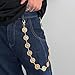 FOUTOUKEEP Hip Hop Pants Chain for Men Women, Gold Disk Pattern Punk Jeans Keychain, Gothic Waist Keychains Clothing Accessory, 68cm Wallet Chains