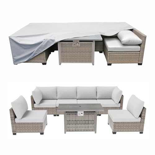 SUNPEAK Patio Furniture Covers Q01 Series Waterproof Outdoor Furniture Covers for Winter Outdoor Rectangle Table and Chair Set Covers, Dust Proof Furniture Protective Cover 119