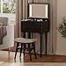 Muwuele Solid Wood Small Vanity Desk with Mirror and Lights, Narrow Makeup Vanity for Small Space, Flip Top Vanity Side Table, 3 Color Modes & Adjustable Brightness, 19.6