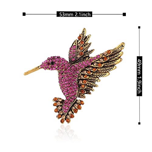 Image of Animal Hummingbird Brooch Pins for Women Fashion Bird Pins Elegant Rhinestone Crystal Animal Brooches Pin
