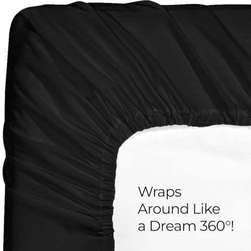 Image of Utopia Bedding Twin XL Fitted Sheets - Bulk Pack of 2 Bottom Sheets - Soft Brushed Microfiber - Deep Pockets - Shrinkage & Fade Resistant - Easy Care (Twin XL, Black)