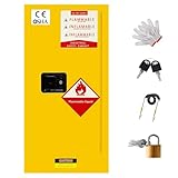 22 Gallon Flammable Storage Cabinet, Galvanized Steel Safety Flammable with Adjustable Shelves, W 18 X D 18 x H 35 Hazardous Liquid Storage Cabinets for Home Industrial and Commercial Use, Yellow