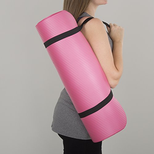 Extra Thick Yoga Mat - 0.5-Inch-Thick Durable Non-Slip Foam Workout Mat For Fitness, Pilates And Floor Exercises With Carrying Strap By Wakeman (Pink) #TOP2