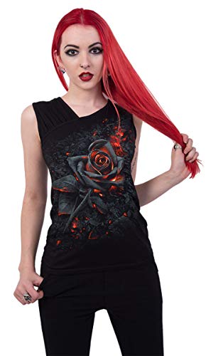Spiral - Burnt Rose - Gathered Shoulder Slant Vest Black3