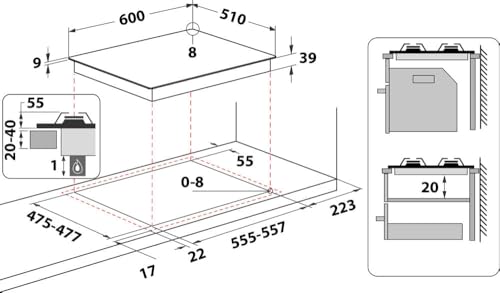 Plaque de cuisson Gaz HOTPOINT 4 foyers 60 x P51 cm PNN 641 IX - vue 4
