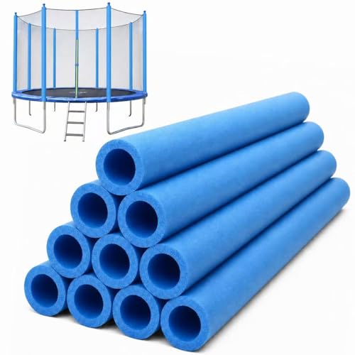 Eubjure 10 Pcs Rubber Trampoline Pole Covers 35.4 Length Waterproof Trampoline Poles Sleeves Replacement for Safe Protection Trampoline Accessories Trampoline Padding Blue