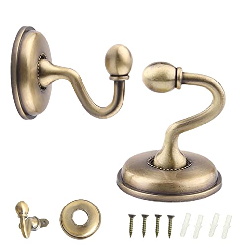 2 Pezzi Tende Ganci Vintage in Lega,Ganci Fermatenda,Gancio Porta Parete per Porta,Cappello, Cappotto,Tutti Gli Accessori Inclusi,Bronze