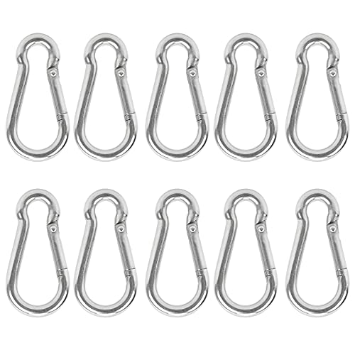 Clip, Heavy Duty Clip 10Pcs Spring Hook Stainless Steel Snap Mini Safety Rope Hanging Buckle Accessories