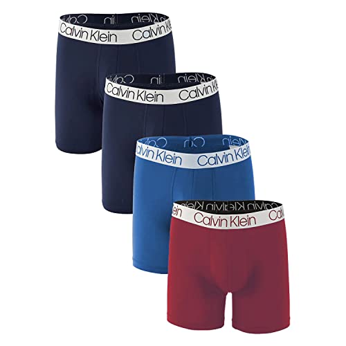 Calvin Klein Men`s Microfiber Boxer Briefs 4 Pack (Blue(NP2431-400)/R_O, X-Large)