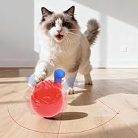 Pet Prime Interaktives Katzenspielzeug, Winkekatze Licht-Spielzeug für Katzen - Automatischer 360° Rotationslicht, Wackeldesign, USB-C-Aufladung (6h Spielzeit), Robuster PP - Rote Glückskatze