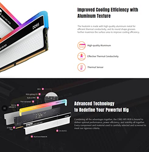 Image of KLEVV CRAS XR5 RGB DDR5 32GB (2x16GB) 7200MHz CL36 SK Hynix A-Die 1.4V Gaming Desktop Ram Memory XMP 3.0 Ready (KD5AGUA80-72B360S)