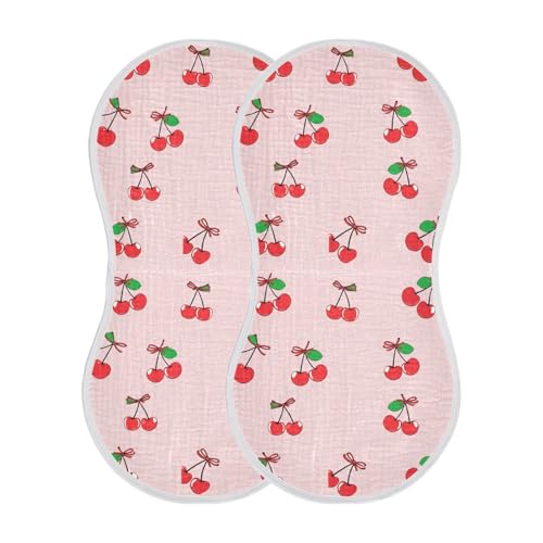 Cherries Baby Burp Cloths for Boys and Girls, Soft Muslin Spit Up Towels, 22"x11" Newborn Essentials for Feeding and Drooling, 1 Pack2