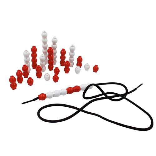 Image of Junior Learning: 60 Bead Cubes & Laces - Includes 30 White & 30 Red Beads & Black Lace String, Hands-On Math Learning & Development, Kids Ages 4+