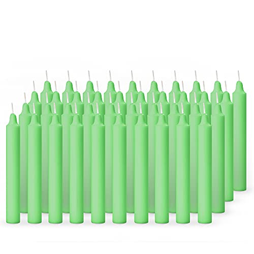 Image of AuraDecor Pack of 50 Stick Candles || Especially Meant for Healing, Chakras, Ritual Candles, Decoration, Lighting, Home Decor || Burning Time 3 to 4 Hours Each (Green), Paraffin Wax