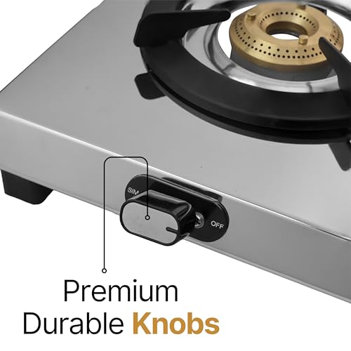 Image of Golden Surya Omega 3 Burner Stainless Steel Gas Stove | 5G Forged Brass Burners | Ultra Slim Body | Heavy MS Pan Supports | Manual Ignition | 18 Months Warranty