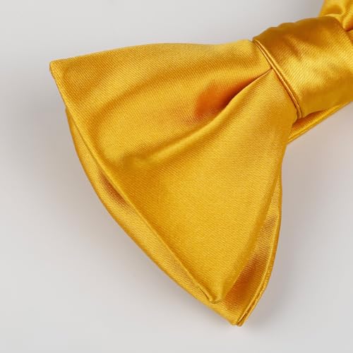 Image of Alizeal Mens 4pcs Formal Solid Bow Tie Set | Pre-tied Pocket Square Cufflinks Boutonniere for Wedding Everyday Use