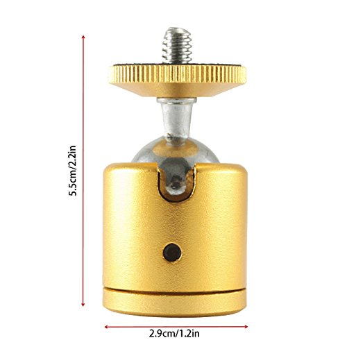 Exmax Swivel Mini Tripod Ball Head 360 Degree Aluminum Alloy Body Rotating Ballhead With 1/4" Screw Thread Base Mount For Lighter Dslr Camera Camcorder Led Light Bracket Hiking Htc Vive (Golden) #TOP2