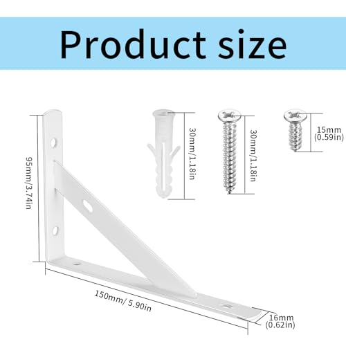 8 Pieces Shelf Brackets Heavy Duty, Wall Mounted Triangle Shelving Brackets - Image 2