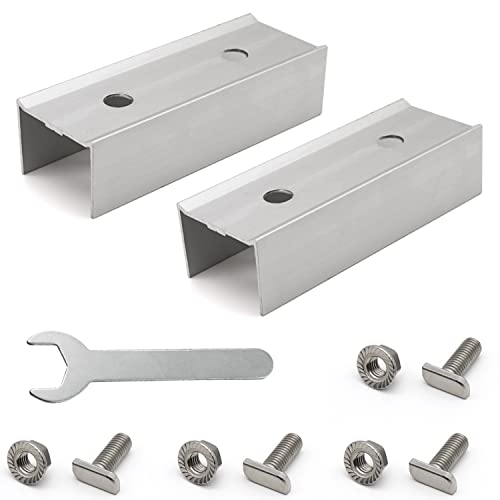Edelstahl C-Profil Verbinder PV-Solarmodule, 2er-Pack Photovoltaik-Solarmodul Schienenverbinder mit Sechskantschlüssel für die Montage von Photovoltaik-Montageschienen Zubehör 43 x 30 x 120mm Cover
