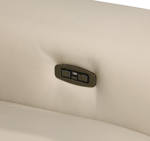 Sillón reclinable cuero italiano topo beige miniatura 5