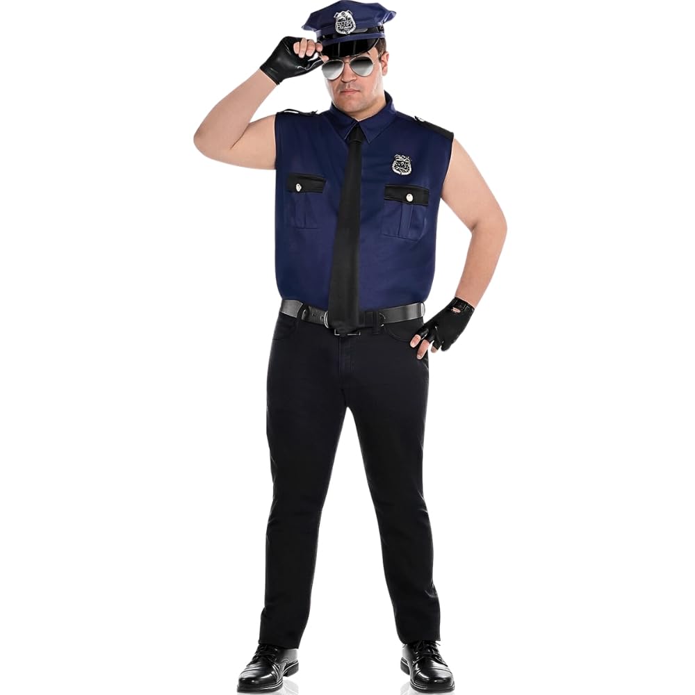 amscan (PKT) (845763-55) Adult Mens Under Arrest Costume (XXL), Blue
