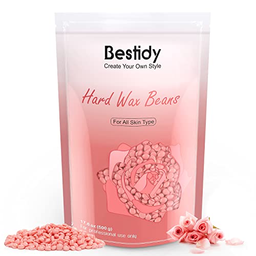 Bestidy Hard Wax Beads for Hair Removal for Face, Bikini, Legs, Underarm, Back, Chest(All Body), Women Men, 500g/1.1lb Bag Refill Waxing Beads for Waxing Warmer Kit (Pink)