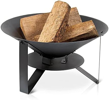 Braciere Da Giardino Lehmann 60 Cm - Focolare In Acciaio Per Terrazza E Balcone, Con Foro Di Drenaggio E Piedini 35 Cm, Nero