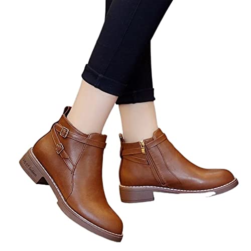 Bottes pour femmes bottines à plateforme rétro et chaussures bout rond