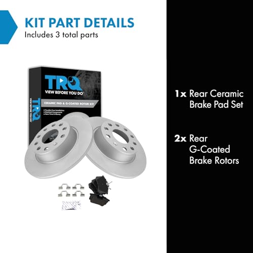 Image of TRQ Rear Brake Pad and Rotor Set Ceramic Coated Rotors Compatible with 2011-2013 Audi A3 2012 Beetle 2011 2015 Golf 2013-2014 Jetta