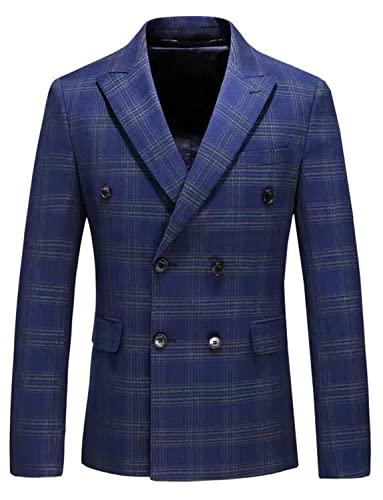 Blazer Pied-de-Poule Homme Veste Double Boutonnage Chic pour Soirée et Bal