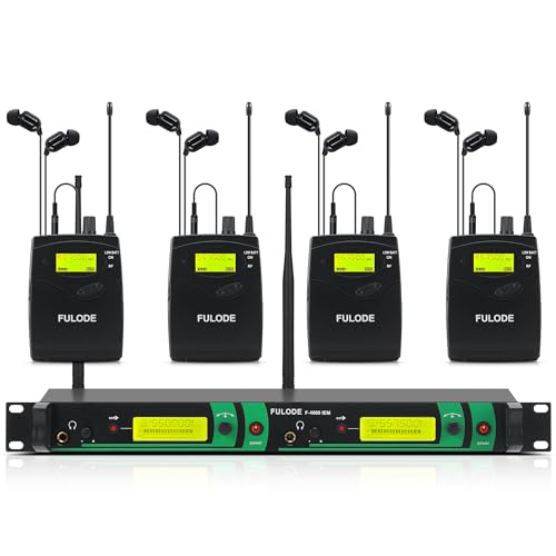 FULODE F-4000 2 Channel UHF Wireless in Ear Monitor System，2 Channel 4 Bodypack Monitoring with in...