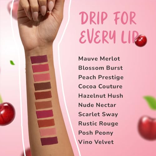 Image of Moody Drip Matte Liquid Lipstick - Cocoa Couture, with Jojoba Seed Oil & Vitamin E | Transferproof, Long Lasting & Vibrant Lip Colors That Last Upto 12 Hours | Paraben Free Lip Tint, 4ml