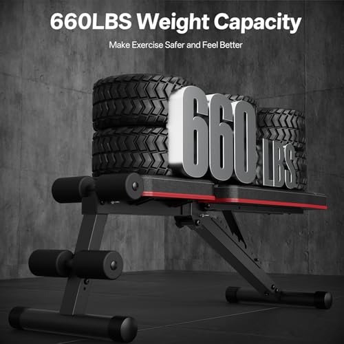 PASYOU Adjustable Weight Bench, Foldable, Incline Decline Flat, Bench Press with 660LBS, 95% Pre-Assembled, Compact Workout Bench Full Body Strength Training Bench for Home Gym, Wider Seat - Image 3