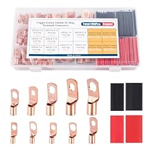 YUZES 200PCS Copper Wire Lugs AWG12 10 8 6 4 2 with Heat Shrink Set, Battery Cable Ends Ring Terminals Connectors, Crimp Terminals for Automotive, Marine, RV, Solar, Inverter & Audio Applications