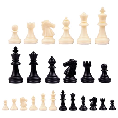 Image of RECTITUDE Magnetic Plastic Tournament Chess Pieces Only, 32 Pieces Each Chessmen Pieces, 2 Inch King Figures Chess Game Pawns Figurine Pieces Complete Set Of 32 Chess Game (Chess Pieces), Black