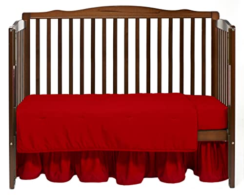 Image of Baby Doll Solid 3 Piece Crib Bedding Set, red, (500c3-red)