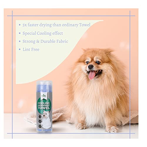 Image of BASIL Microfiber Ultra-Soft, Quick-Absorbent & Cooling Towel for Pets | Eco-Friendly, Fast-Drying Bathing Towel for Dogs & Cats of All Breeds | Perfect for Travel & Outdoor Uses | Blue | Pack of 2