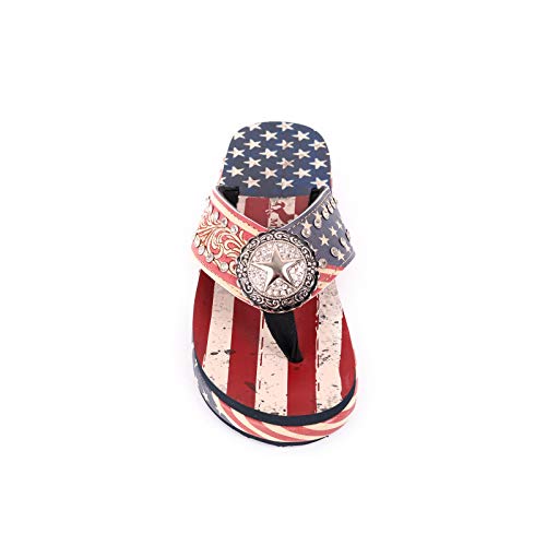 Montana West American Flag Flip Flops For Women Patriotic Sandals Summer Jeweled Wedge Flip Flop Red Mbb-Us06-S089Rd-9 #TOP5